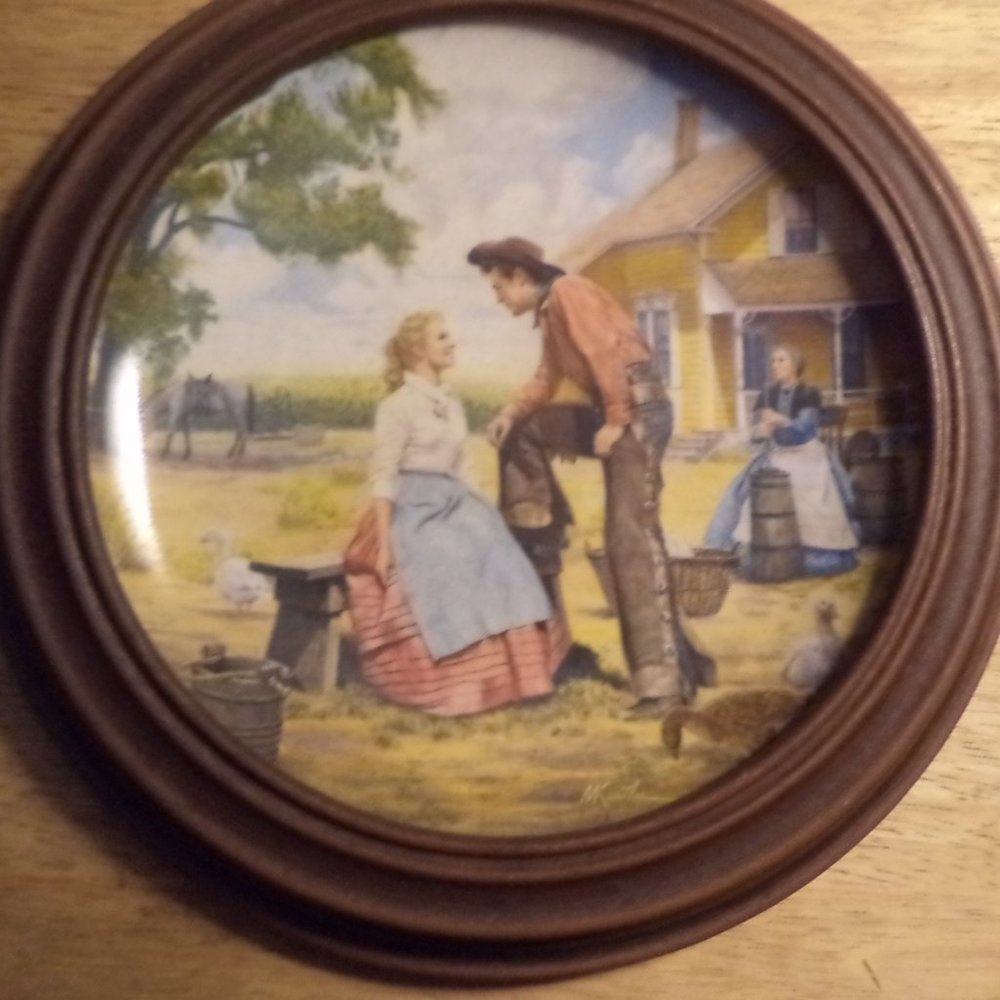 Framed Knowles 1985 Collector's Plate Oklahoma "Oh What a Beautiful Mornin"